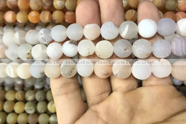 CAA1416 15.5 inches 10mm round matte druzy agate beads