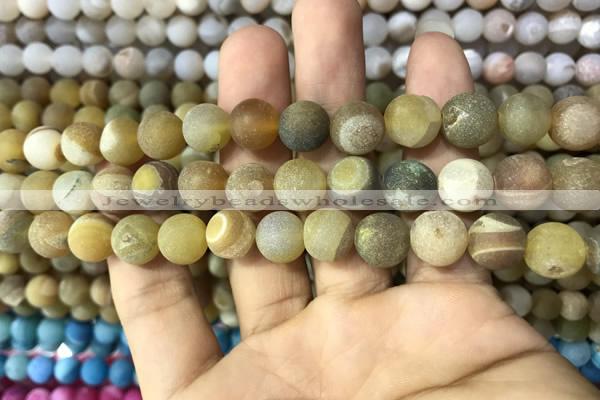 CAA1420 15.5 inches 10mm round matte druzy agate beads