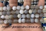 CAA1473 15.5 inches 12mm round matte banded agate beads wholesale