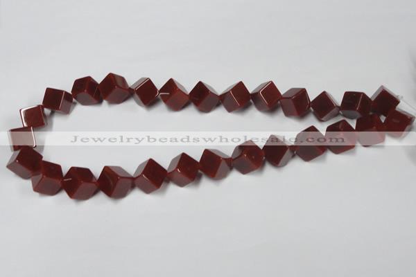 CAA148 15.5 inches 10*10mm cube red agate gemstone beads