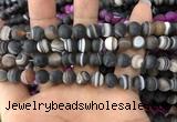 CAA1481 15.5 inches 8mm round matte banded agate beads wholesale