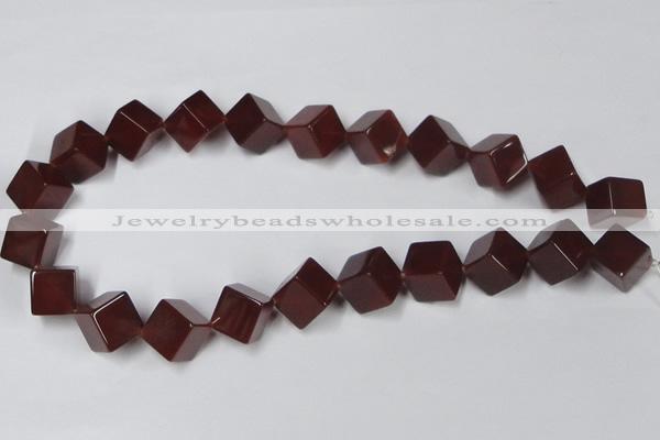 CAA149 15.5 inches 12*12mm cube red agate gemstone beads