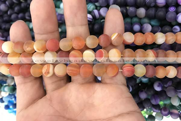 CAA1490 15.5 inches 6mm round matte banded agate beads wholesale