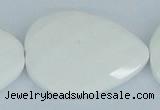 CAA15 15.5 inches 30*40mm faceted flat teardrop white agate beads