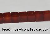 CAA150 15.5 inches 8*8mm cube red agate gemstone beads