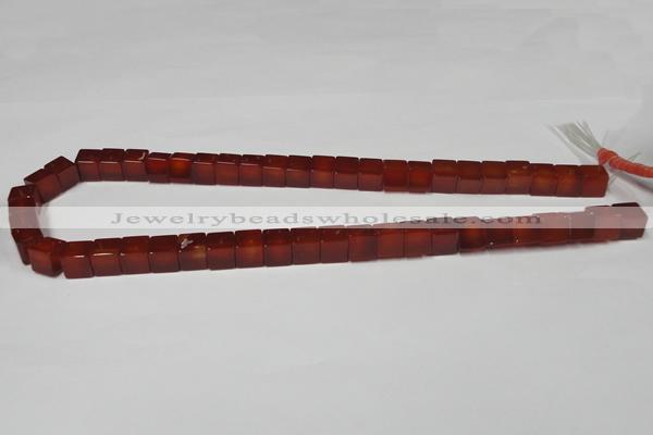 CAA150 15.5 inches 8*8mm cube red agate gemstone beads