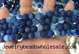 CAA1506 15.5 inches 8mm round matte banded agate beads wholesale