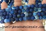 CAA1507 15.5 inches 10mm round matte banded agate beads wholesale