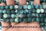 CAA1513 15.5 inches 12mm round matte banded agate beads wholesale