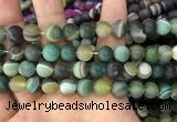 CAA1523 15.5 inches 12mm round matte banded agate beads wholesale