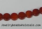 CAA154 15.5 inches 8mm coin red agate gemstone beads