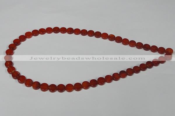 CAA154 15.5 inches 8mm coin red agate gemstone beads