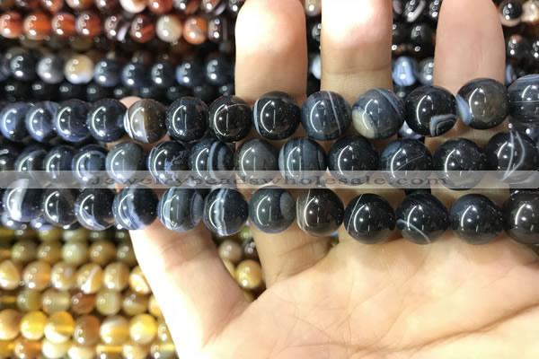 CAA1545 15.5 inches 10mm round banded agate beads wholesale