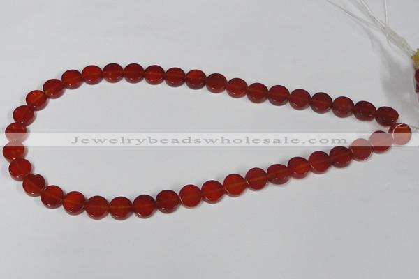 CAA155 15.5 inches 10mm coin red agate gemstone beads