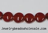 CAA156 15.5 inches 10mm flat round red agate gemstone beads