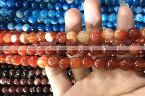 CAA1568 15.5 inches 8mm round banded agate beads wholesale