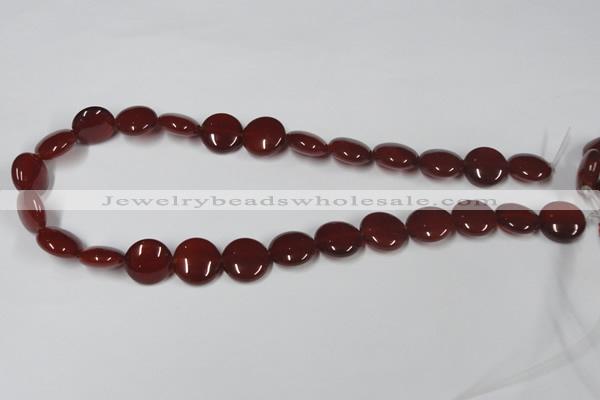 CAA157 15.5 inches 15mm flat round red agate gemstone beads