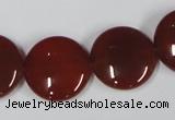 CAA159 15.5 inches 20mm flat round red agate gemstone beads