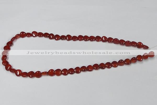 CAA162 15.5 inches 8*8mm heart red agate gemstone beads