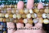 CAA1648 15.5 inches 12mm faceted round banded agate beads