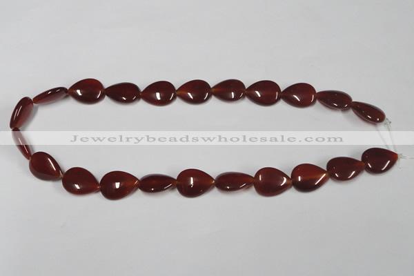 CAA165 15.5 inches 13*18mm flat teardrop red agate gemstone beads