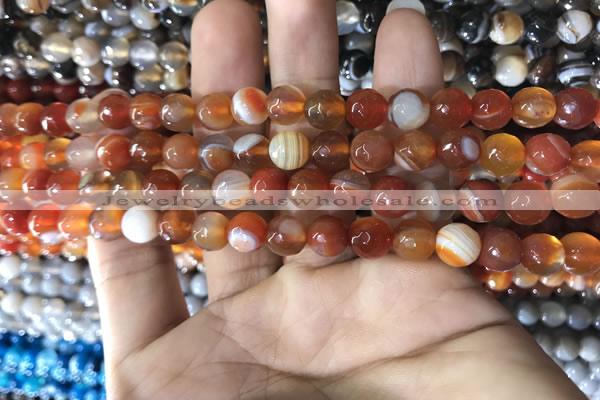 CAA1660 15.5 inches 6mm faceted round banded agate beads