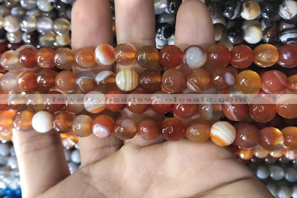 CAA1661 15.5 inches 8mm faceted round banded agate beads