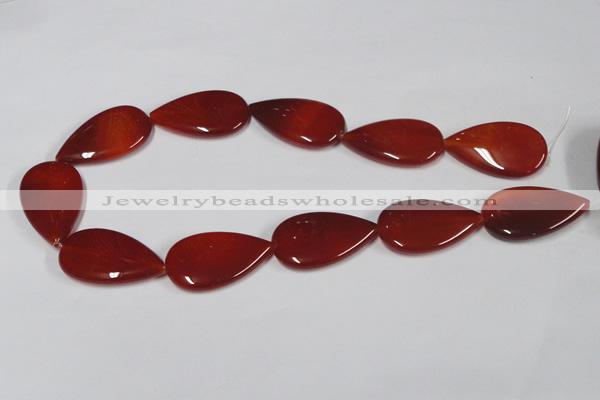 CAA167 15.5 inches 22*36mm flat teardrop red agate gemstone beads