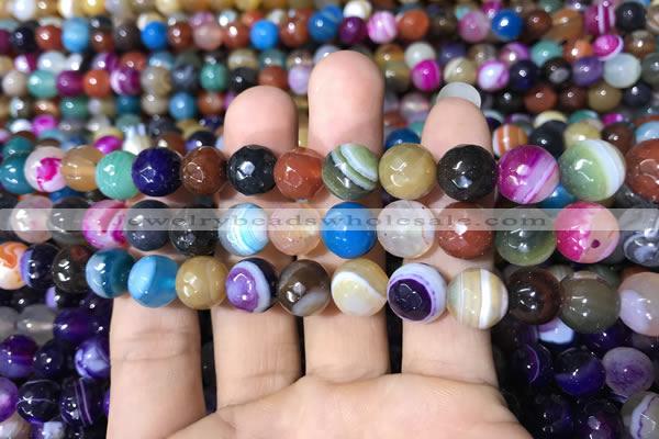 CAA1682 15.5 inches 10mm faceted round banded agate beads