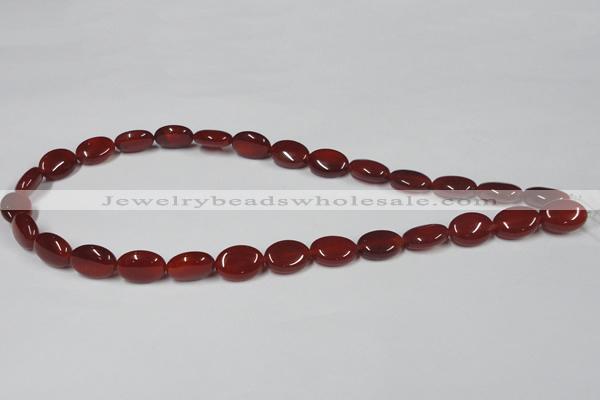 CAA169 15.5 inches 10*14mm oval red agate gemstone beads