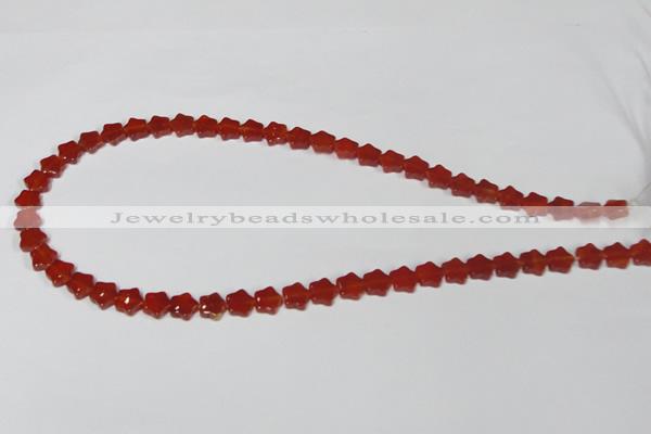 CAA174 15.5 inches 8*8mm star red agate gemstone beads