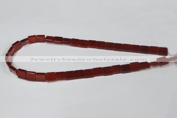 CAA175 15.5 inches 10*10mm square red agate gemstone beads