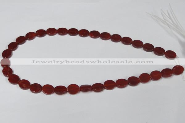 CAA176 15.5 inches 10*12mm oval red agate gemstone beads