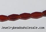 CAA177 15.5 inches 7*12mm hexagon red agate gemstone beads