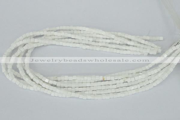 CAA18 15.5 inches 4*4mm cube white agate gemstone beads wholesale