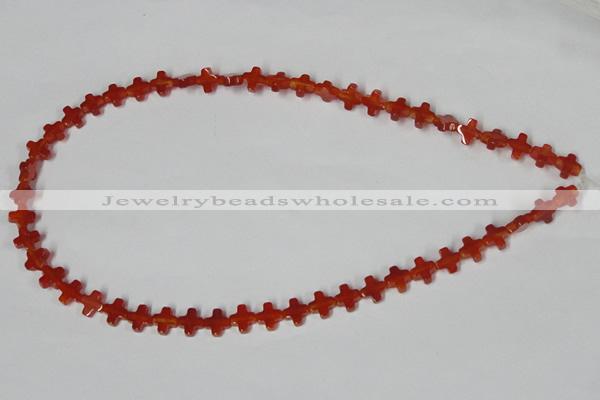 CAA181 15.5 inches 8*8mm cross red agate gemstone beads