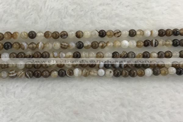 CAA1820 15.5 inches 4mm round banded agate gemstone beads