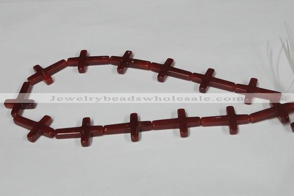 CAA183 15.5 inches 20*30mm cross red agate gemstone beads