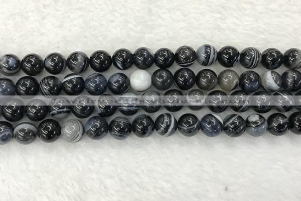 CAA1834 15.5 inches 12mm round banded agate gemstone beads