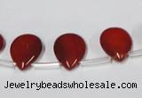 CAA186 Top-drilled 12*16mm flat teardrop red agate gemstone beads