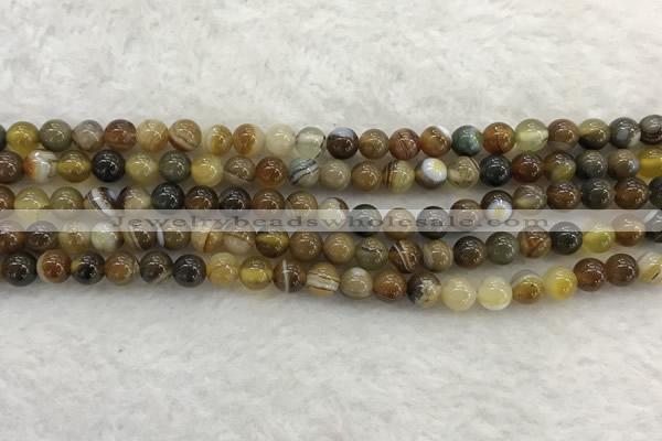 CAA1860 15.5 inches 4mm round banded agate gemstone beads