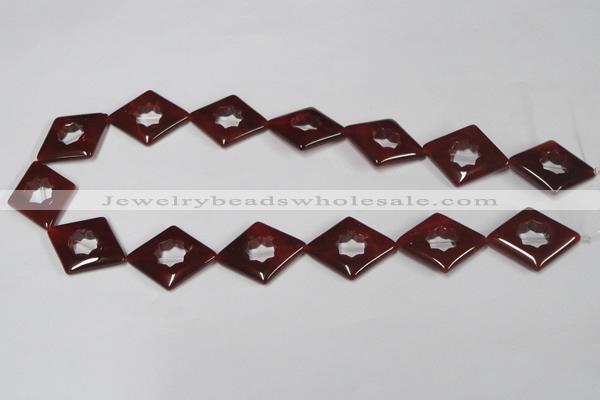 CAA189 15.5 inches 22*28mm diamond red agate gemstone beads