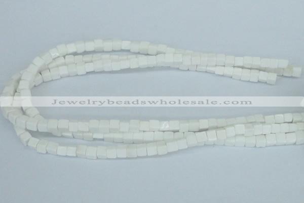 CAA19 15.5 inches 6*6mm cube white agate gemstone beads wholesale