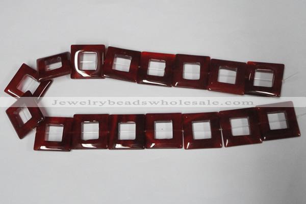 CAA191 15.5 inches 25*25mm square red agate gemstone beads