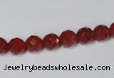 CAA200 15.5 inches 6mm faceted round red agate gemstone beads