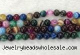 CAA2034 15.5 inches 12mm round banded agate gemstone beads