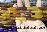 CAA2067 15.5 inches 10*30mm teardrop agate beads wholesale