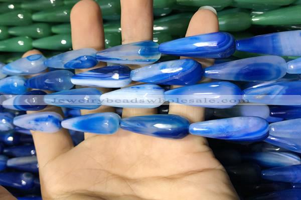 CAA2099 15.5 inches 10*30mm faceted teardrop agate beads