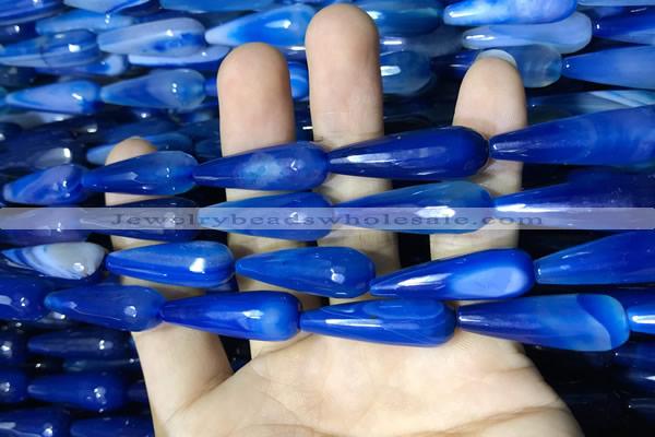 CAA2100 15.5 inches 10*30mm faceted teardrop agate beads