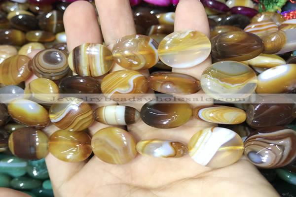 CAA2171 15.5 inches 15*20mm oval banded agate beads wholesale